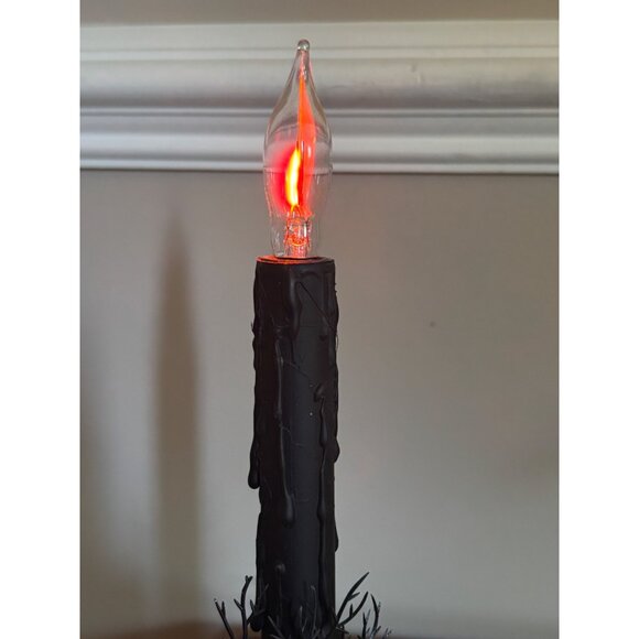 Upcycled Halloween Candle Window Light Electric flicker bulb Skull Pink Rose - Picture 8 of 8